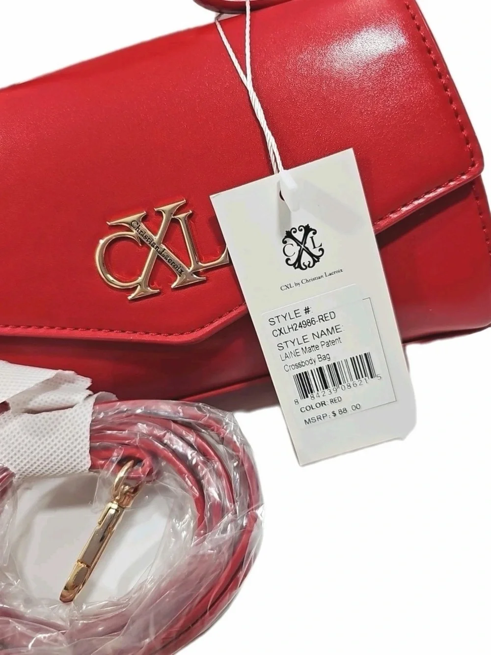 Christian Lacroix Char Crossbody with Top Handle Red